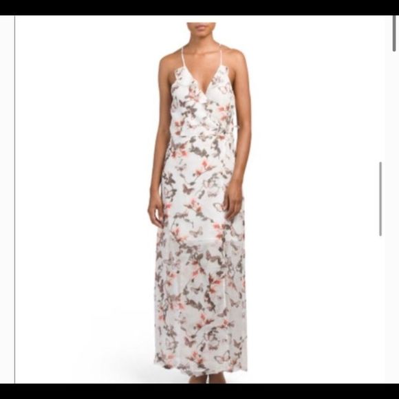 Butterfly Print Ruffled High-Low Maxi Dress - Picture 3 of 7